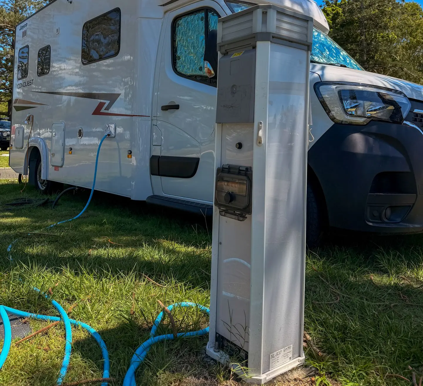 Outdoor utility pedestal by M-Tech installed at Tallebudgera Creek Tourist Park on the Gold Coast