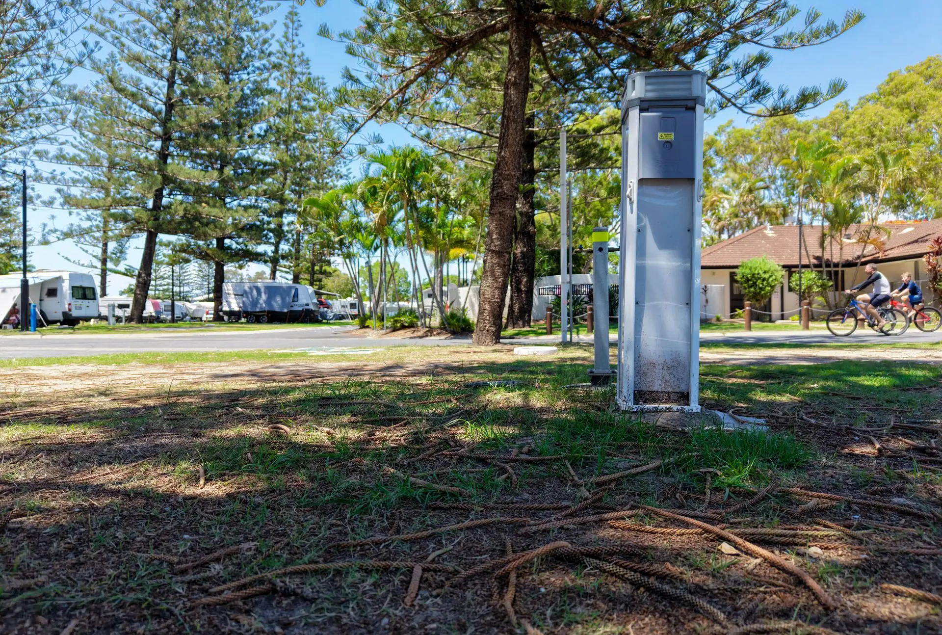 M-Tech caravan park utility pedestal installed at Tallebudgera Creek Tourist Park on the Gold Coast