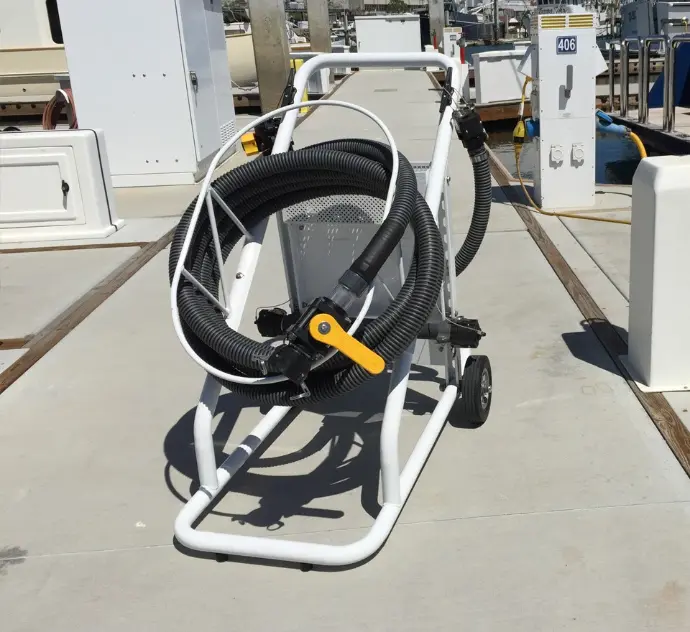 M-Tech dockside slip pump out cart for marina sanitation