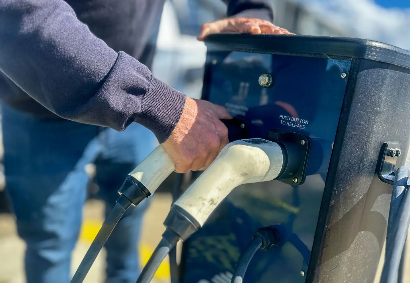 Electric vehicle charging using M-Tech EV charging pedestal