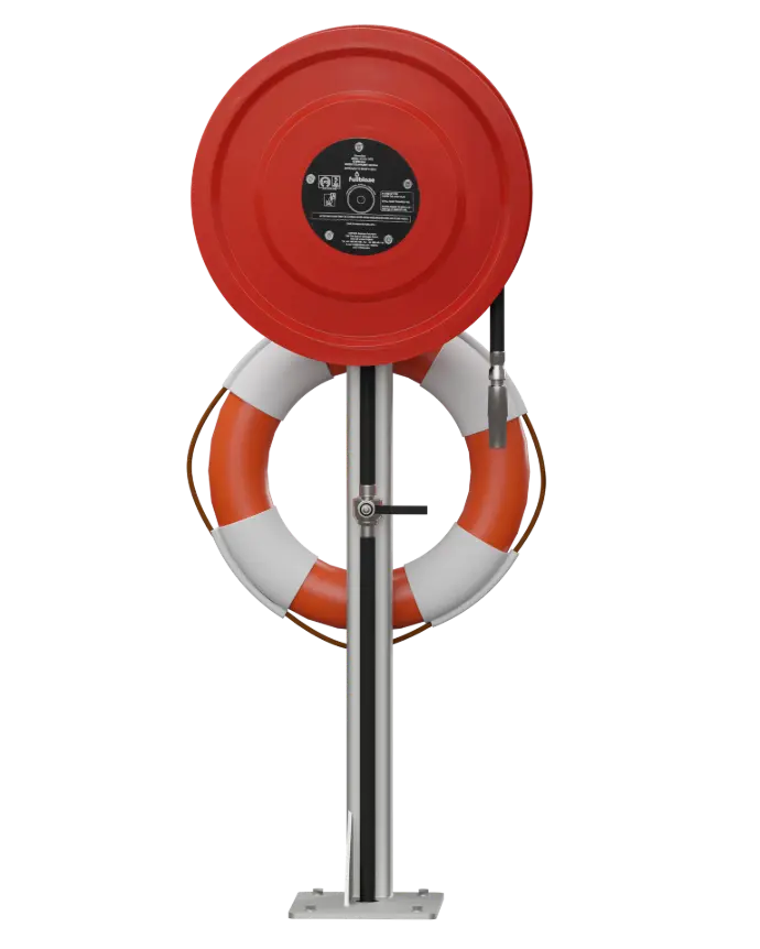 Fire hose reel installed for marina fire safety and emergency response